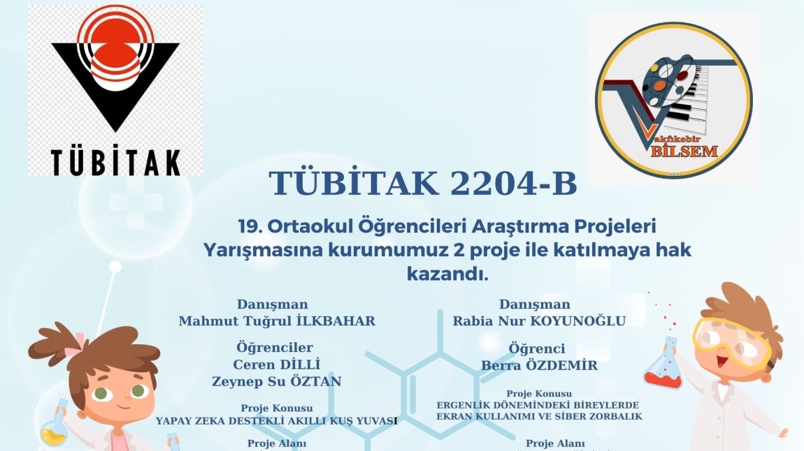 Tübitak 2204-B 19. Ortaokul  Öğrencileri Projeleri Yarışması